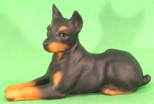 Dobermann porzellanfigur - dobermann,