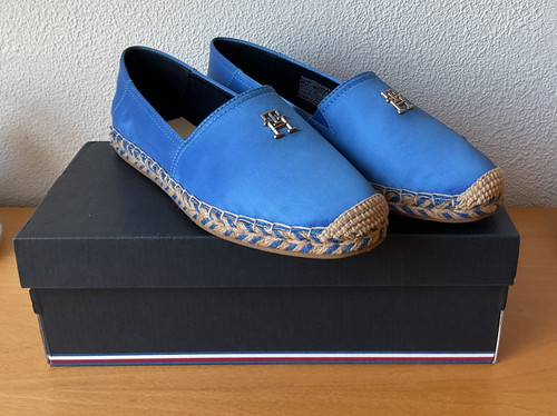Blaue damen satin espadrilles - blaue, satin-espadrilles