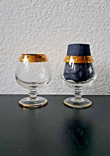 MURANO GLAS - Cognacgläser mit Goldrand und Gravur 2er Set Weinglas Weinbrand