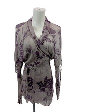 TRANSIT Seidenbluse Damen Bluse Gr. DE 42 hellgrau Casual-Look