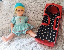 Dachbodenfund Celba sprechende Puppe #56  mit beweglichen Augen & Tragetasche