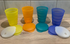 Tupperware 4er Junge Welle , Bunt , 2 Trinkhalmdeckel /  4 Deckel