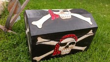46x30 cm Piraten Pirat Holz Kiste Schatz Truhe Schatulle Totenkopf