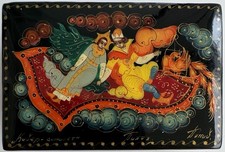 Original alte russische Lackdose «Der fliegende Teppich», Palech Schule, ca 1990