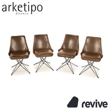 4er Garnitur Arketipo Firenze Athena Leder Stuhl Braun