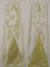 WILHELM LOTH   Aquarell von 1987  Frauentorso vorne und hinten