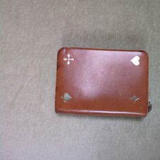 Kartenspiel-Mäppchen mit Reißverschluss aus Leder mit Kartenspiel 32 Karten 