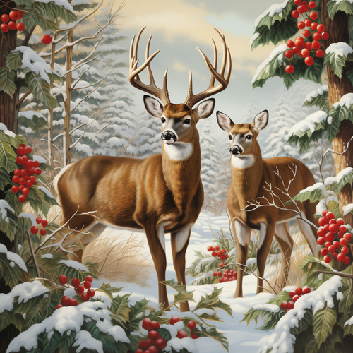 Wandbild hirsche rehe - wandbild,