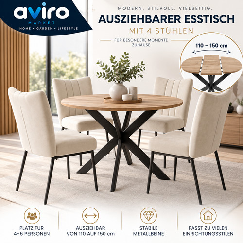 Esstisch ausziehbar 110 150cm - esstisch, 110-150cm
