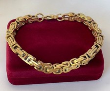 Luxus Edelstahl Gelbgold Königskette Armband 585er Gold 14K vergoldet 20,5cm Uni
