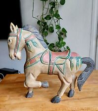 altes Holzfigur Pferd geschnitzt  bemalt Dekoration - Idee zu Weihnachten