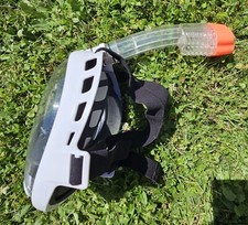 Tauchmaske großes Gesichtsfeld mit Schnorchel, Weiß