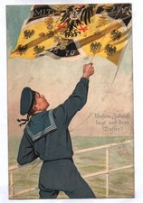 Ak Matrose hießt Fahne Flagge Kaiserreich Zukunft liegt auf dem Wasser 1915