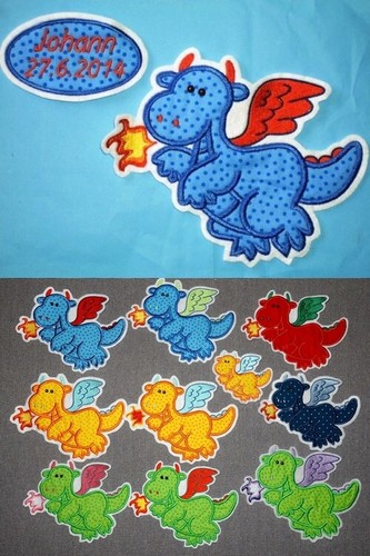 Drache mit namensbutton name - drache,