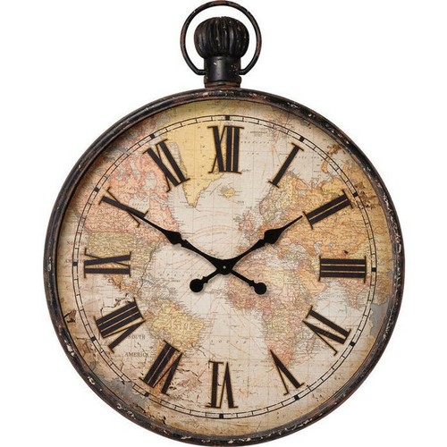 Xxl vintage wanduhr - xxl, weltkarte