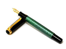 Pelikan M400 (Old Style) Grün-Gestreift Kolbenfüller Feder M 585 Gold W. Germany