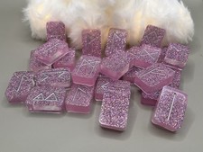 Runensteine Runenzauber Neu Resin Handmade Rosa Glitzer 