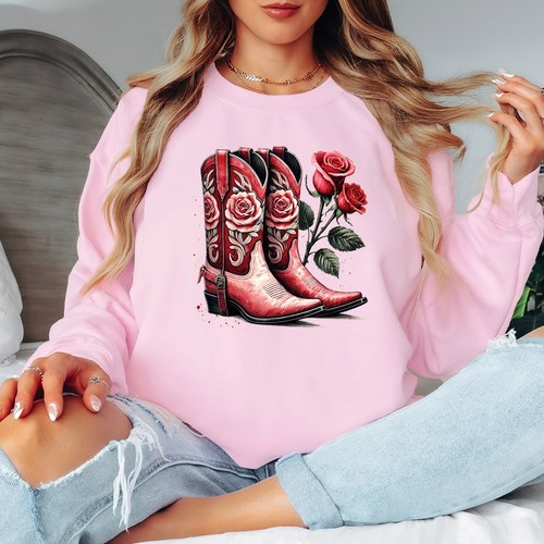 Rote rose cowboystiefel - cowboystiefel, damen