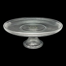 Tortenplatte mit Fuß Glas Kuchenplatte Platte Rund 30 cm DDR Vintage Glasplatte