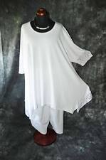 Lagenlook raffiniert megaweite A-Linie Tunika mit Spitze Jersey WEISS XXXL,XXXXL