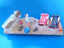 Kühlschrank-Magnet " Strand ", Flasche mit Sand, Strandkorb