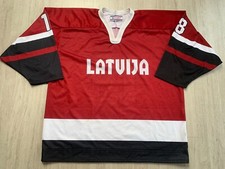 1990's IIHF Lettland Eishockey Trikot LATVIJA Latvia Hockey Jersey Game Worn #18