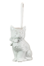 Bürstenhalter Klobürste Katze Toilettenbürste WC Garnitur Porzellan Keramik weiß