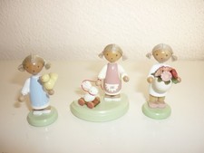 Flade Flachshaar Erzgebirge Olbernhau - drei verschiedene Kinder Fguren