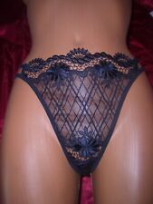 Kriss Line sexy Spitzen String Gr. 40/42 schwarz Pin Up String Tanga NEU (TU5)