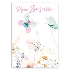 itenga Zeugnismappe DIN A4 Kunststoff Sichtbuch SCHMETTERLING mit Prospekthüllen