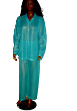 ADULT  Nylon Schlafanzug  Kleid Nachkleid   Transperant Stoff 2teilig turkis