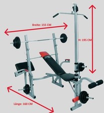 ChrisTopeit Sport Hantelbank/Trainingsgerät mit SZ-Stange und Gewichten
