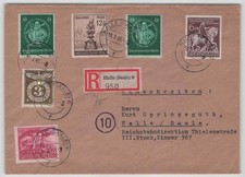 D. Reich Nr. 908 Volkssturm mit bunter ZuF auf Orts-R-Brief HALLE 16.3.45 [435]