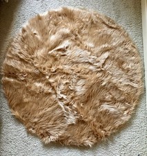 Langflor Teppich rund 120 Cm Braun Beige Camel NEU