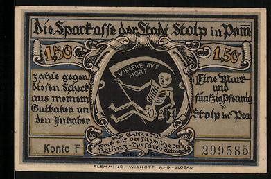 Notgeld stolp pommern 1 50 - stolp, in