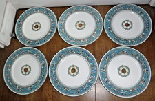 6 große Vintage Wedgwood Florentiner Türkis Speiseteller 27,5 cm ~ TOP