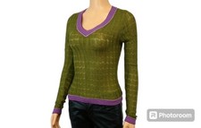 MISSONI TARGET DAMEN PARTY FEIN LOCHSTRICK PULLOVER GRÜN ROSA LILA M Limitiert