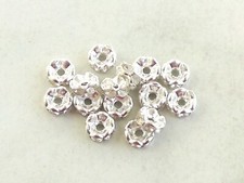 30x Strass Rondelle Metall Zwischenperlen 6mm Spacer Hellsilber Schmuck Basteln