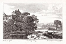 Italian landscape river Landschaft gravure Kupferstich engraving Perelle 1700
