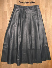 langer weiter LEDERROCK / Rock schwarz- blau Gr. 42 - ein Teil aus viel LEDER!