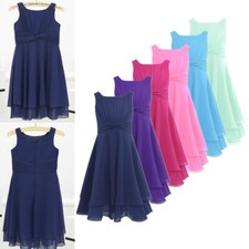 Mädchen Kleider Festlich Hochzeit Partykleid Chiffon Festzug Kinder Brautjungfe