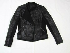 TAIFUN Blazer Schwarz  Jacke Biker-Stil  Soft-Leder-Look 38 NEU