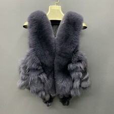 Graue Echtfell Pelz Weste