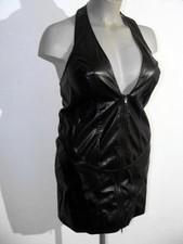 Leder Imitat Kleid Schwarz