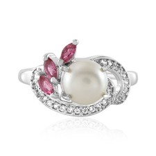Rosa Turmalin Perle Sterling Silber Ring