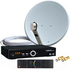 4-Teilnehmer Sat-Anlage 80cm Gibertini ALU Sat-Spiegel Quad LNB HD Sat-Receiver