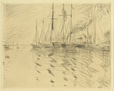 Emil Nolde - Schiffe im Flensburger Hafen - Radierung 1907