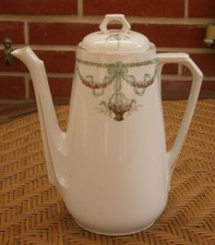 Antik: alte JUGENDSTIL Kaffeekanne, Porzellan; 2,1 L