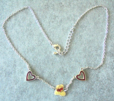 Diddl Maus Halskette Schmuck silberfarbend Motiv Maus & Herzen Karabiner Nr.3933