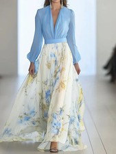 KLeid NEU XL 46 Maxikleid Sommerkleid Abendkleid langarm Chiffon langer Arm